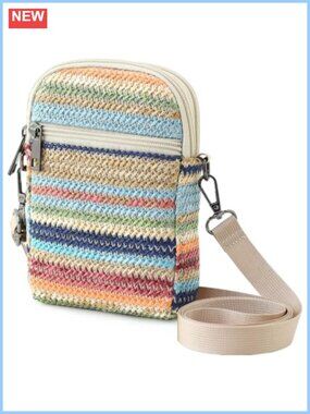 Woven Straw Crossbody Bag Small RFID Phone Purse Travel